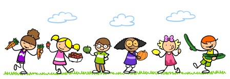 Kinder essen Obst und Gemüse im Sommer